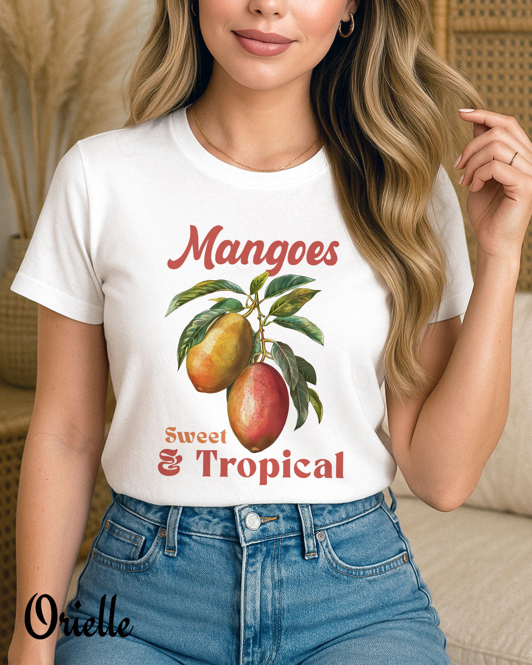 Trópusi mangó mintás póló